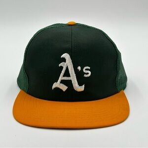Vintage 80's 90's Oakland Athletics A's‎ MLB Snapback Hat Cap Twins Mesh Trucker